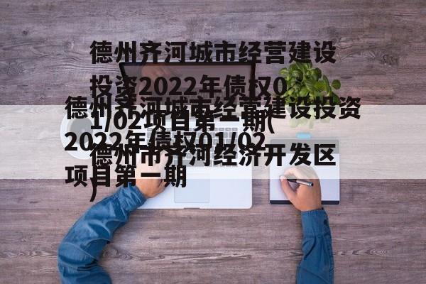 德州齐河城市经营建设投资2022年债权01/02项目第一期(德州市齐河经济开发区)