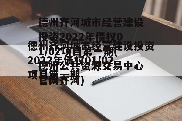 德州齐河城市经营建设投资2022年债权01/02项目第一期(德州公共资源交易中心官网齐河)