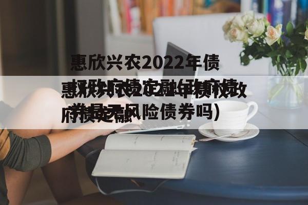 惠欣兴农2022年债权政府债定融(政府债券是无风险债券吗)