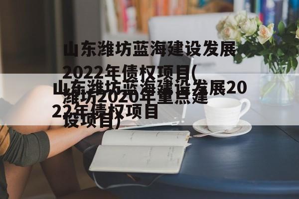 山东潍坊蓝海建设发展2022年债权项目(潍坊2020年重点建设项目)