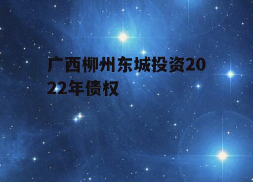 广西柳州东城投资2022年债权