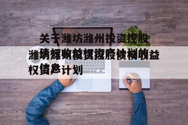 关于潍坊潍州投资控股债权收益权资产计划的信息