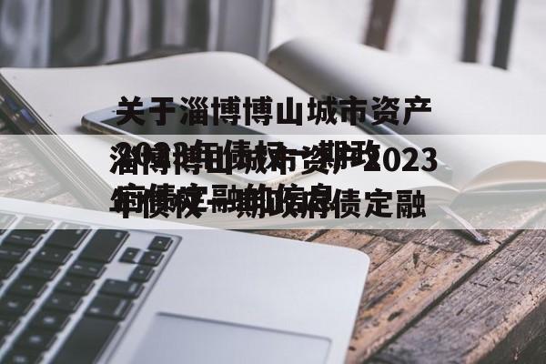 关于淄博博山城市资产2023年债权一期政府债定融的信息