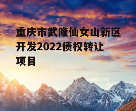 重庆市武隆仙女山新区开发2022债权转让项目