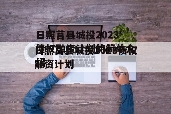 日照莒县城投2023债权融资计划的简单介绍