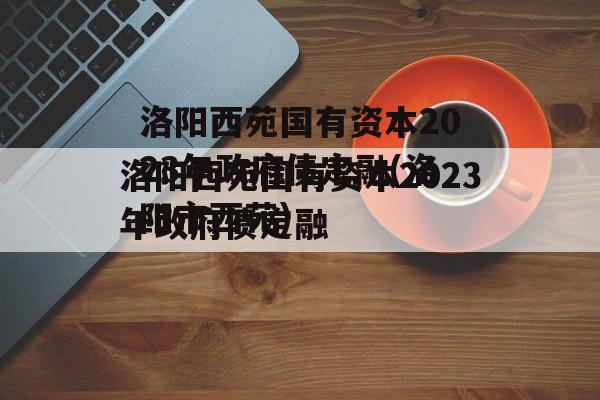 洛阳西苑国有资本2023年政府债定融(洛阳市西苑)