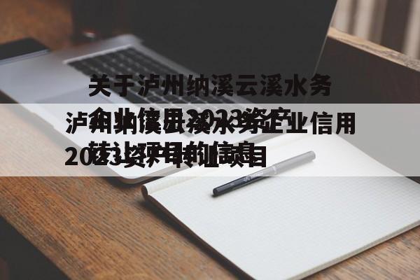 关于泸州纳溪云溪水务企业信用2023资产转让项目的信息