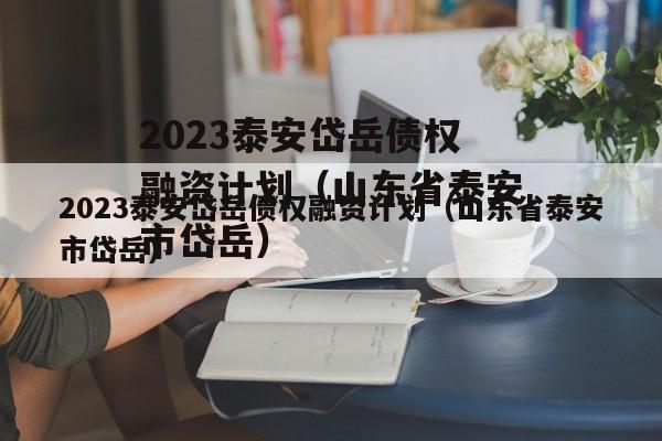 2023泰安岱岳债权融资计划（山东省泰安市岱岳）