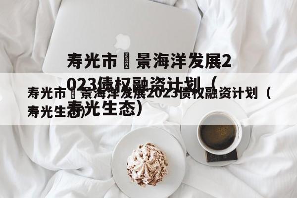 寿光市昇景海洋发展2023债权融资计划（寿光生态）