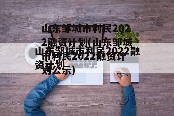 山东邹城市利民2022融资计划(山东邹城市利民2022融资计划公示)