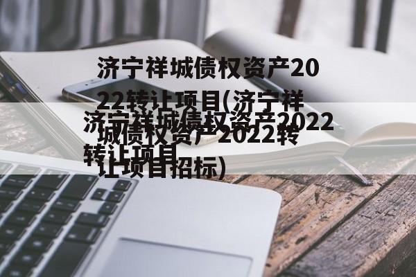 济宁祥城债权资产2022转让项目(济宁祥城债权资产2022转让项目招标)