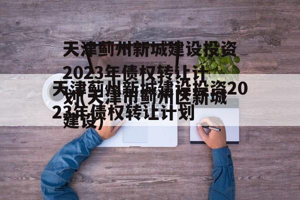 天津蓟州新城建设投资2023年债权转让计划(天津市蓟州区新城建设)