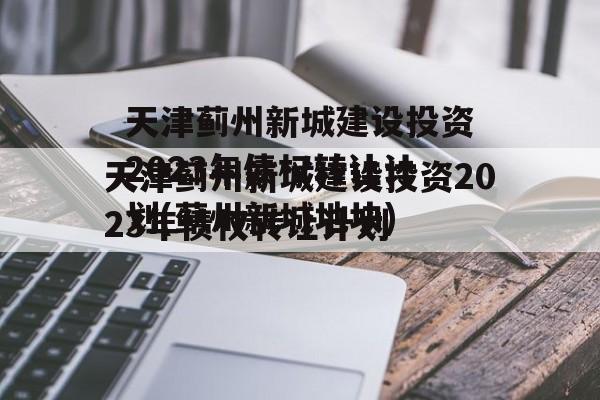 天津蓟州新城建设投资2023年债权转让计划(蓟州新城地块)