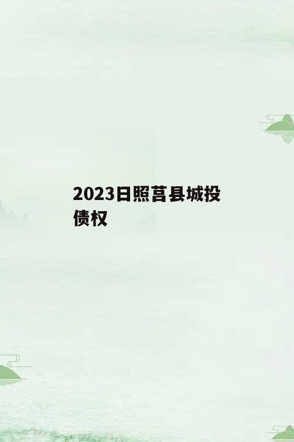 2023日照莒县城投债权