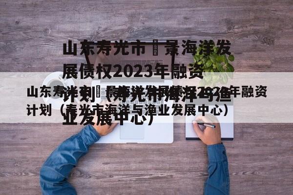 山东寿光市昇景海洋发展债权2023年融资计划（寿光市海洋与渔业发展中心）