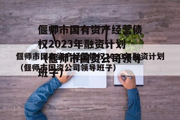 偃师市国有资产经营债权2023年融资计划（偃师市国资公司领导班子）