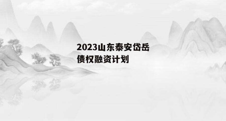 2023山东泰安岱岳债权融资计划