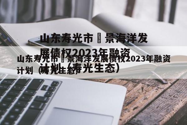 山东寿光市昇景海洋发展债权2023年融资计划（寿光生态）