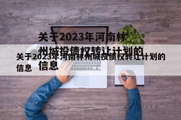 关于2023年河南林州城投债权转让计划的信息