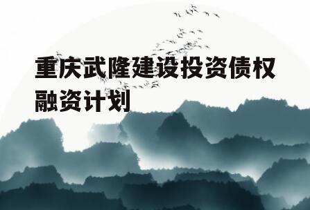 重庆武隆建设投资债权融资计划