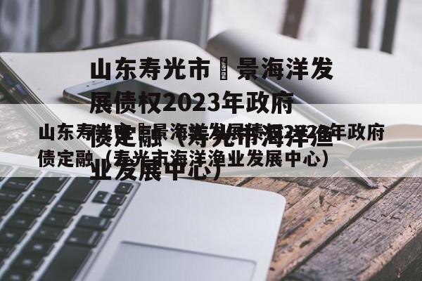 山东寿光市昇景海洋发展债权2023年政府债定融（寿光市海洋渔业发展中心）