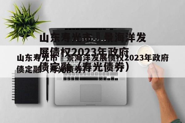 山东寿光市昇景海洋发展债权2023年政府债定融（寿光债券）