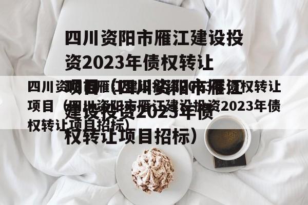 四川资阳市雁江建设投资2023年债权转让项目（四川资阳市雁江建设投资2023年债权转让项目招标）