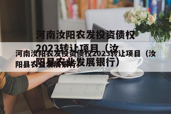 河南汝阳农发投资债权2023转让项目（汝阳县农业发展银行）