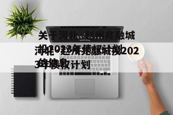 关于河北·赵州兆融城投2023年债权计划的信息