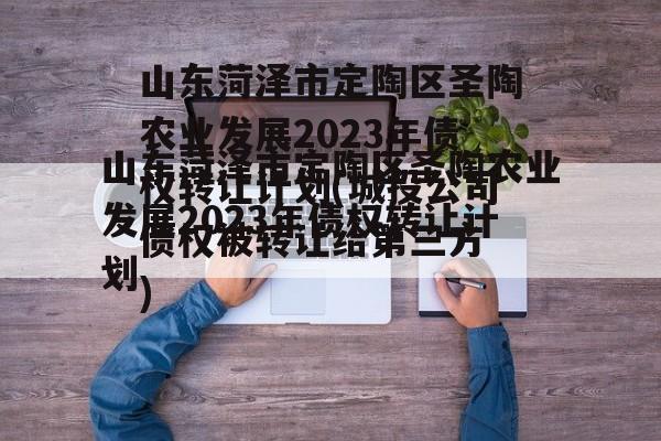 山东菏泽市定陶区圣陶农业发展2023年债权转让计划(城投公司
债权被转让给第三方)