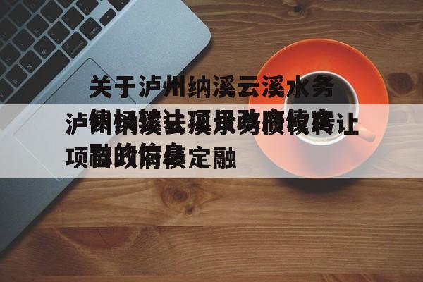 关于泸州纳溪云溪水务债权转让项目政府债定融的信息