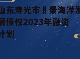 山东寿光市昇景海洋发展债权2023年融资计划