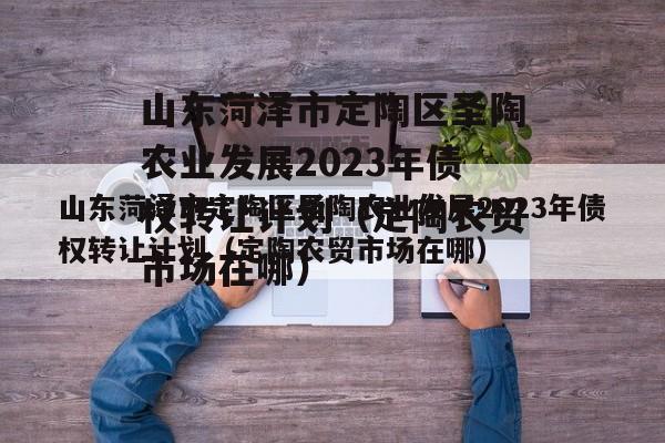 山东菏泽市定陶区圣陶农业发展2023年债权转让计划（定陶农贸市场在哪）