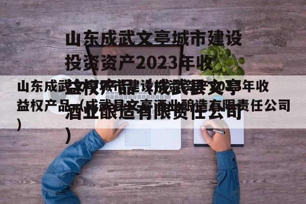 山东成武文亭城市建设投资资产2023年收益权产品（成武县文亭酒业酿造有限责任公司）