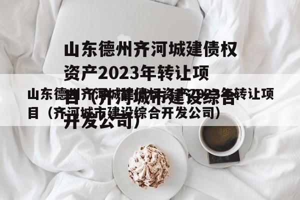 山东德州齐河城建债权资产2023年转让项目（齐河城市建设综合开发公司）