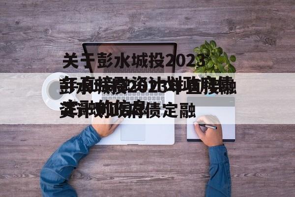 关于彭水城投2023年直接融资计划政府债定融的信息