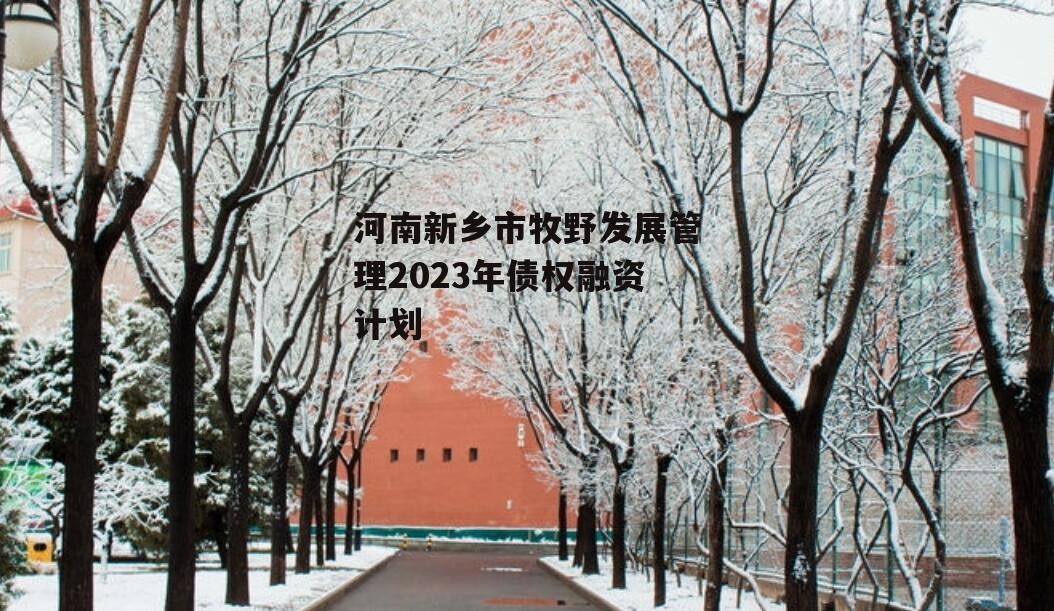 河南新乡市牧野发展管理2023年债权融资计划