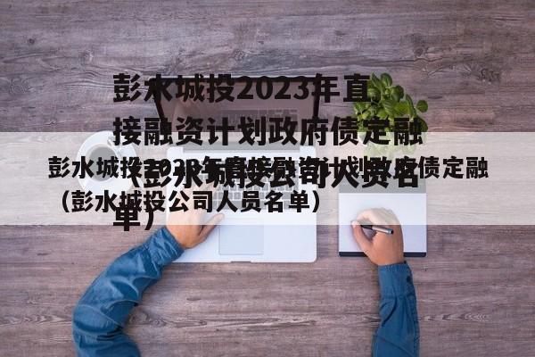 彭水城投2023年直接融资计划政府债定融（彭水城投公司人员名单）