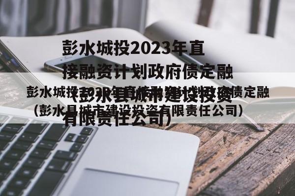 彭水城投2023年直接融资计划政府债定融（彭水县城市建设投资有限责任公司）