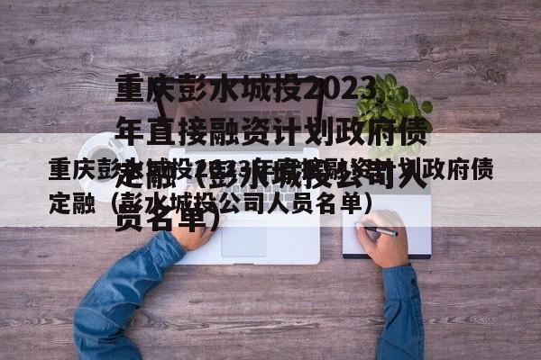 重庆彭水城投2023年直接融资计划政府债定融（彭水城投公司人员名单）