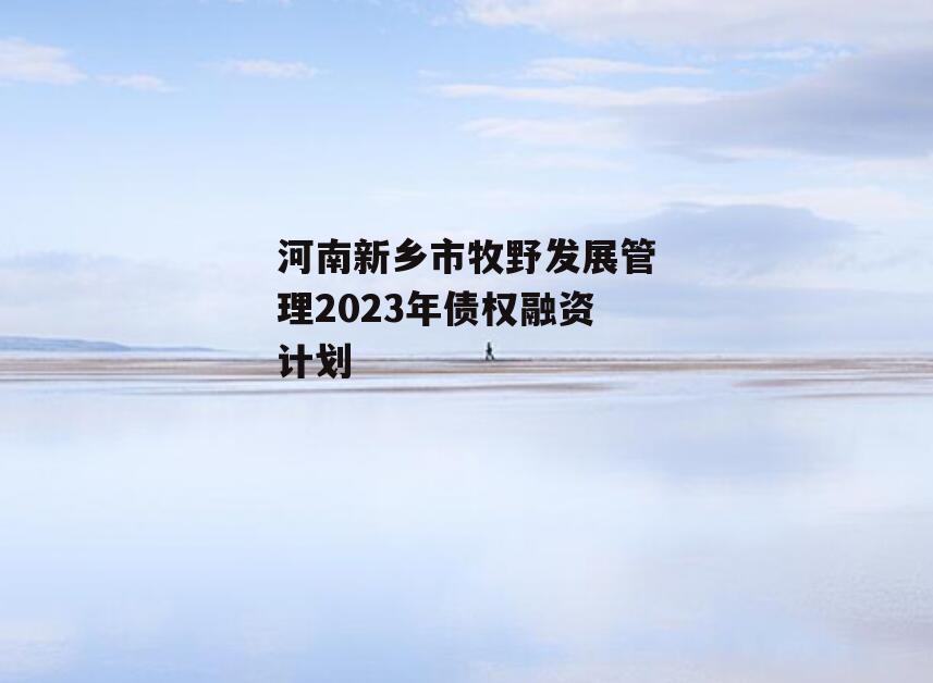 河南新乡市牧野发展管理2023年债权融资计划