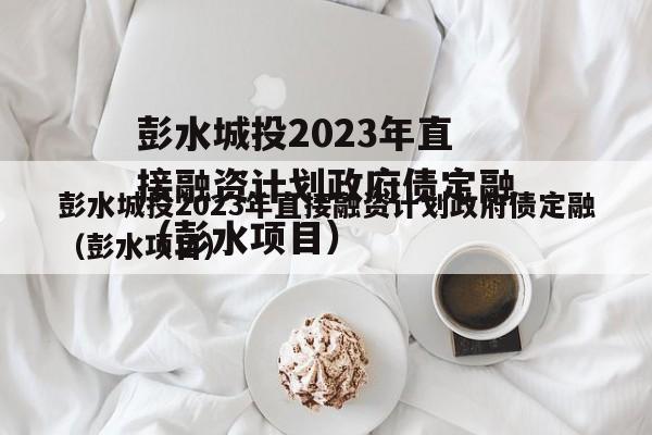 彭水城投2023年直接融资计划政府债定融（彭水项目）