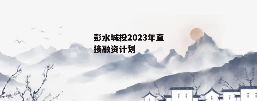 彭水城投2023年直接融资计划