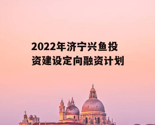 2022年济宁兴鱼投资建设定向融资计划