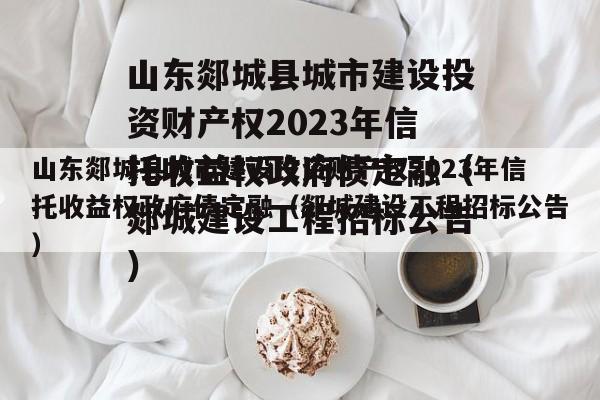 山东郯城县城市建设投资财产权2023年信托收益权政府债定融（郯城建设工程招标公告）