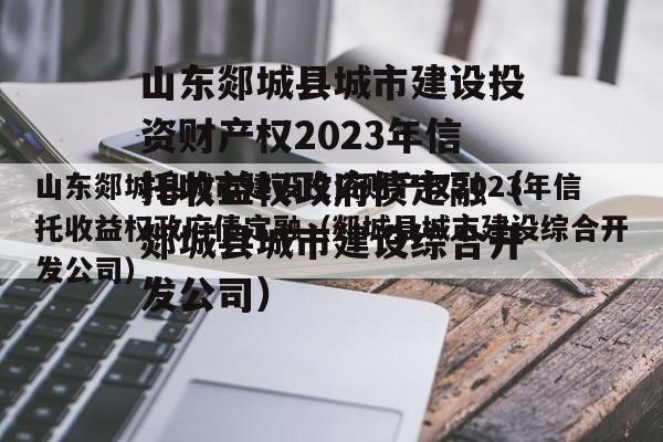 山东郯城县城市建设投资财产权2023年信托收益权政府债定融（郯城县城市建设综合开发公司）