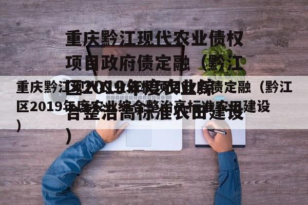 重庆黔江现代农业债权项目政府债定融（黔江区2019年度农业综合整治高标准农田建设）