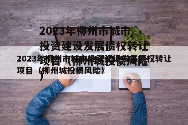 2023年柳州市城市投资建设发展债权转让项目（柳州城投债风险）