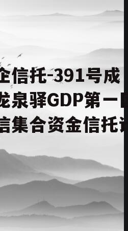 国企信托-391号成都龙泉驿GDP第一区政信集合资金信托计划