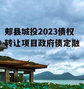 郏县城投2023债权转让项目政府债定融